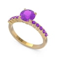 thumbnail image 2 of 2.25 Carat Elegant Round Shape Amethyst Gemstone Bridal Ring for Ladies Solid 18K Yellow Gold Size 11.5 by Diamond-Capitals, 2 of 7