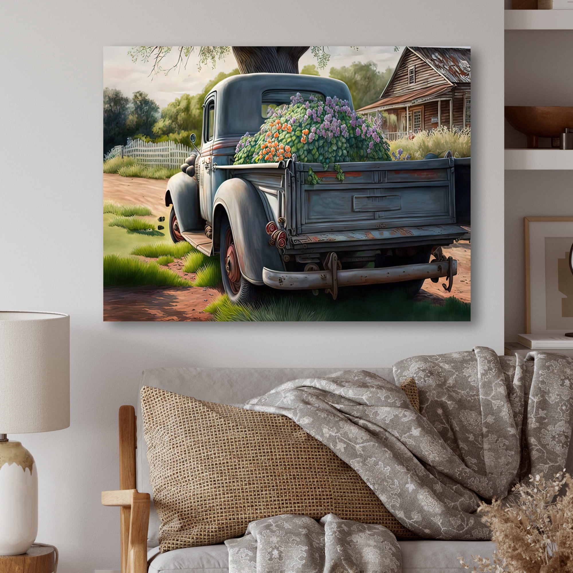 Designart Barn Flower Delivery Truck IV Canvas Wall Art