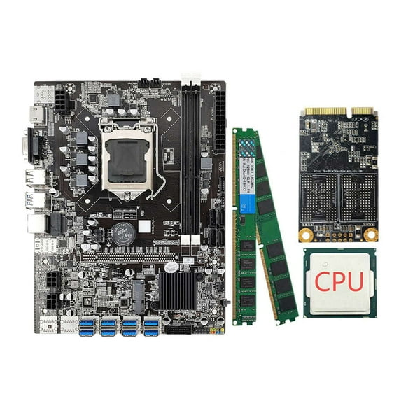 Seitruly Placa base B75 CPU 128G SSD Set a LAN Board HDMI-compatible VGA Desktop PC placas base piezas de actualización Juegos de teclado y mouse para computadora