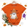 thumbnail image 4 of Wiyuqeen Halloween Shirts for Women Pumpkin Ghost T-Shirt Casual Spooky Season Graphic Tee Holiday Outfits Crewneck Short Sleeve Spooky Tops, 4 of 6