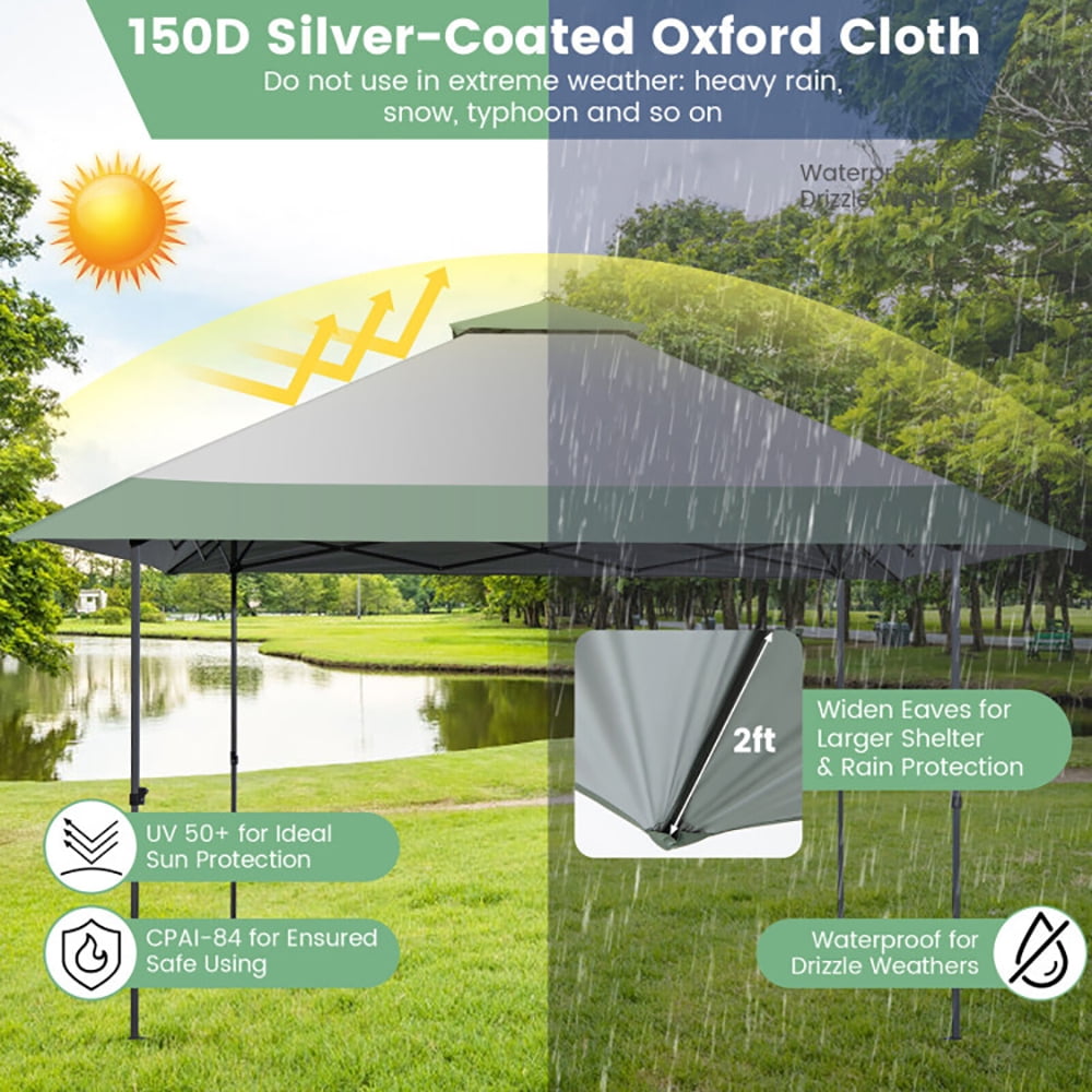 Aimee Lii 13 x 13 Feet Pop-Up Patio Canopy Tent with Shelter and Wheeled Bag, Backyard Canopy Gazebo for Party Camping BBQ Events, Gray