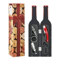 Kato 5-Piece Stainless Steel Wine Opener Set - Premium Corkscrew Accessories Kit with Drink Stickers, Perfect Wedding Gifts for Wine Lovers & Drinkers (Red & Black)