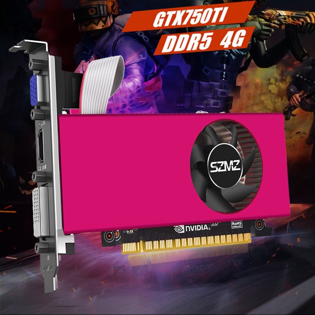 Tarjeta gráfica de escritorio GTX 750TI de 4 GB, tarjeta gráfica de 1020 MHz, tarjeta de vídeo de perfil bajo