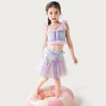 thumbnail image 5 of Tiijoy Toddler Girls Tankini Swimsuit Mesh Ruffle Bathing Suits with Swim Cap, Sizes 12-14, 5 of 8
