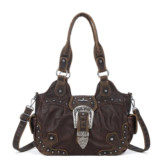 Angel Kiss Hobo Bags for Women Vegan Leather Purses and Handbags Ladies Chic Shoulder Bags Crossbody Purses with Metal Studs