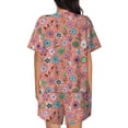thumbnail image 6 of Daiia Color Flowers Pattern Womens Pajama Sets Short Sleeve Pajamas for Women Sets Soft Lounge Sets Casual Round Neck Sleepwear PJS-X-Large, 6 of 7