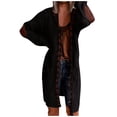 thumbnail image 2 of Pocket Cardigan Sweater, Knit Duster Coat, Casual Layer for Fall Black L , Jacket, 2 of 5