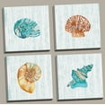 thumbnail image 2 of Gango Home Decor Gold & Teal Watercolor Shells, Coastal Decor; Four 12x12in Hand-Stretched Canvases, 2 of 8