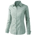 thumbnail image 3 of Doublju Women's Basic Long Sleeve Cotton Button Down Collared Shirt, 3 of 5