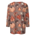 thumbnail image 3 of SOOMLON Halloween Clothes for Women Women's Halloween T-Shirt 3/4 Sleeve Crew Neck Pumpkin Top Halloween Print T-Shirt Scary and Stylish Halloween Attire Fall Sweatshirts for Women Gray XL, 3 of 5