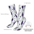 thumbnail image 4 of KLL Lavender Flowers Print Womens Crew Socks Athletic Middle Tube Long Socks Novelty Socks Gifts For Men, 4 of 7