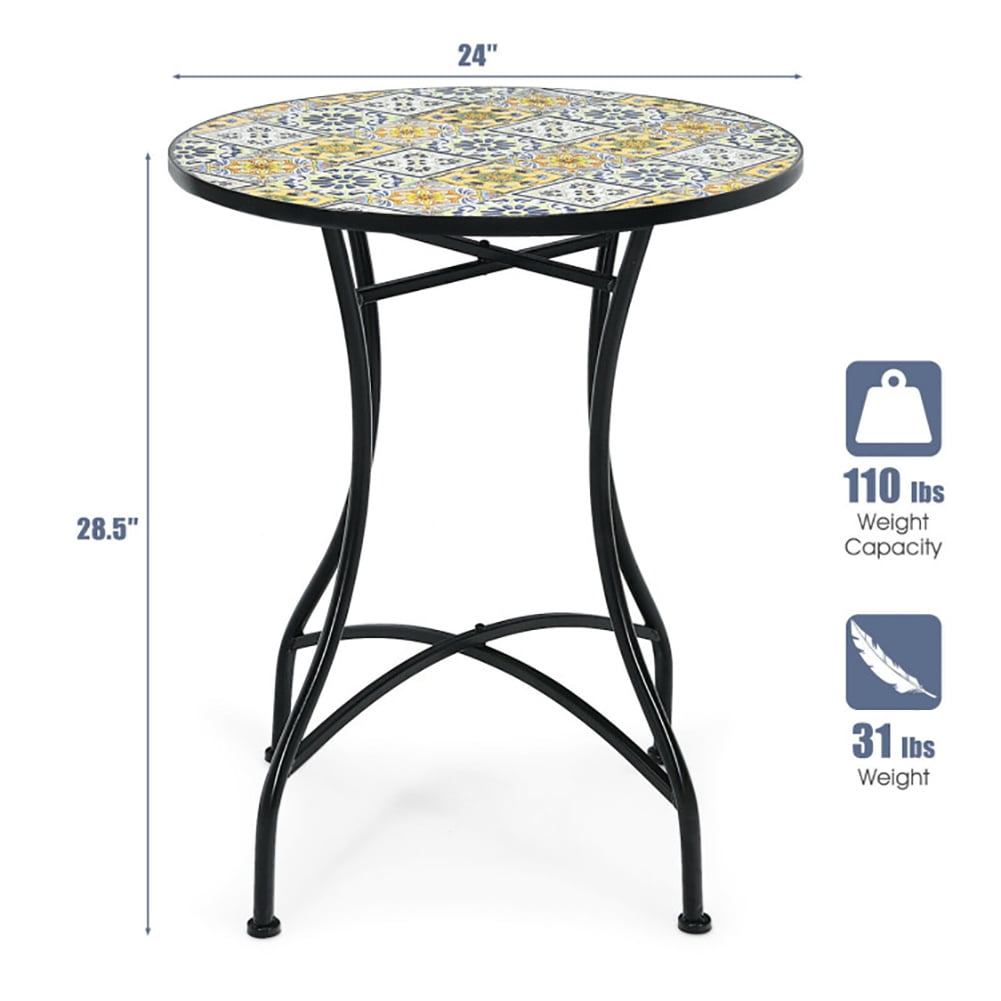 Aimee Lii 28 Inch Mosaic Round Table with Exquisite Floral Pattern, Outdoor Patio Furniture Aimee Lii 28 Inch Mosaic Round Table with Exquisite Floral Pattern, Outdoor Patio Furniture