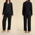 thumbnail image 2 of vdgthytj Womens 2 Piece Button down Pajama Sets Sleepwear Long Sleeve Shirts and Pants Soft Pjs Loungewear, 2 of 5