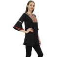 thumbnail image 3 of Bimba Women's Black Cotton Tunic Blouse Tops Summer Loose Flounce Sleeve-4, 3 of 5