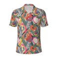 thumbnail image 2 of Daiia Tropical Fruit Pattern Men’s Polo Shirts,Solid Deck Shirt,Classic Fit, Breathable Cotton Polo for Casual and Sport Wear-Medium, 2 of 7