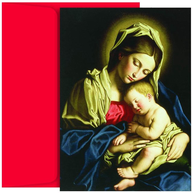 "Holiday Collection 18-Count Boxed Religious Christmas Cards with Envelopes, 7.8"" x 5.6"", Madonna & Child At Rest" (75000)