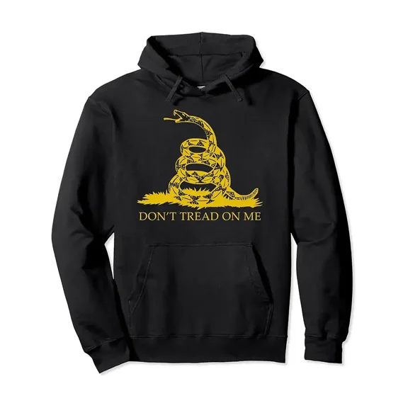 Made In USA Men's Print Hoodie With Pockets, Don't Tread On Me Casual Hooded Text Sweatshirt, Funny Retro Pattern Design Streetwear