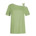 thumbnail image 3 of Spring Tops For Women, Casual Print Sexy Cold Shoulder Short Sleeve T-Shirt Top Long Fitted Women Green Tops 3/4 Trendy Plus Size Dressy Tops Blouses Casual Tops Blouses(XXL,Light Green) Unbranded, 3 of 5