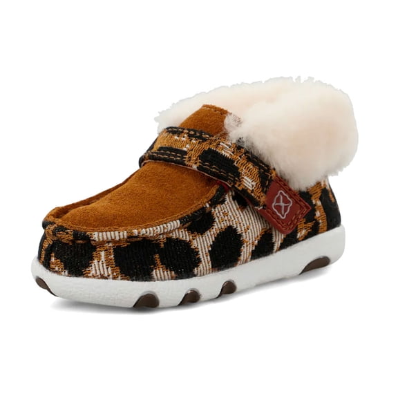 TWISTED X Infant Unisex Driving Moccasins, Color: Tan & Cheetah, Size: 8, Width: M