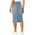 thumbnail image 4 of INSPIRE CHIC Women's Denim Skirts High Waist Zipped Split Back Midi Jean Skirts with Pockets M Light Blue, 4 of 6