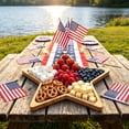 thumbnail image 6 of Yooci 4th of July Independence Day Wooden Tray, 30x30cm American Flag-Shaped Dinner Plate with Five-Pointed Star Patterns, Patriotic Charcuterie Cheese Board for Holiday Table Decor, 6 of 8