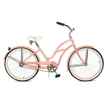 Tracer Taha Women's Beach Cruiser Bike, 26 inch Wheels, Hi-Ten Steel, 1-Speed, Coaster Brake, Peach