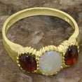 thumbnail image 5 of LBG British Made 9k Yellow Gold Genuine Natural Opal & Garnet Womens Statement Ring - 33 size options - Size 5.5, 5 of 6