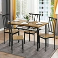thumbnail image 2 of Garvee Dining Table Set for 4, Kitchen Table with 4 Chairs, Metal and Wood Rectangular 5-Piece Dining Table Furniture Set with Storage Rack for Small Space, Apartment, Rustic Brown, 2 of 9