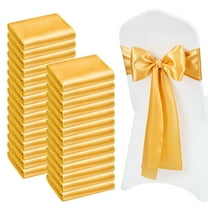 KFFKFF Satin Chair Sashes Bows, 100PCS Chair Ribbon Ties, 7 x 108 inch, Gold Decoration for Weddings, Baby Showers, Parties, Events, Banquets, and Chair Covers