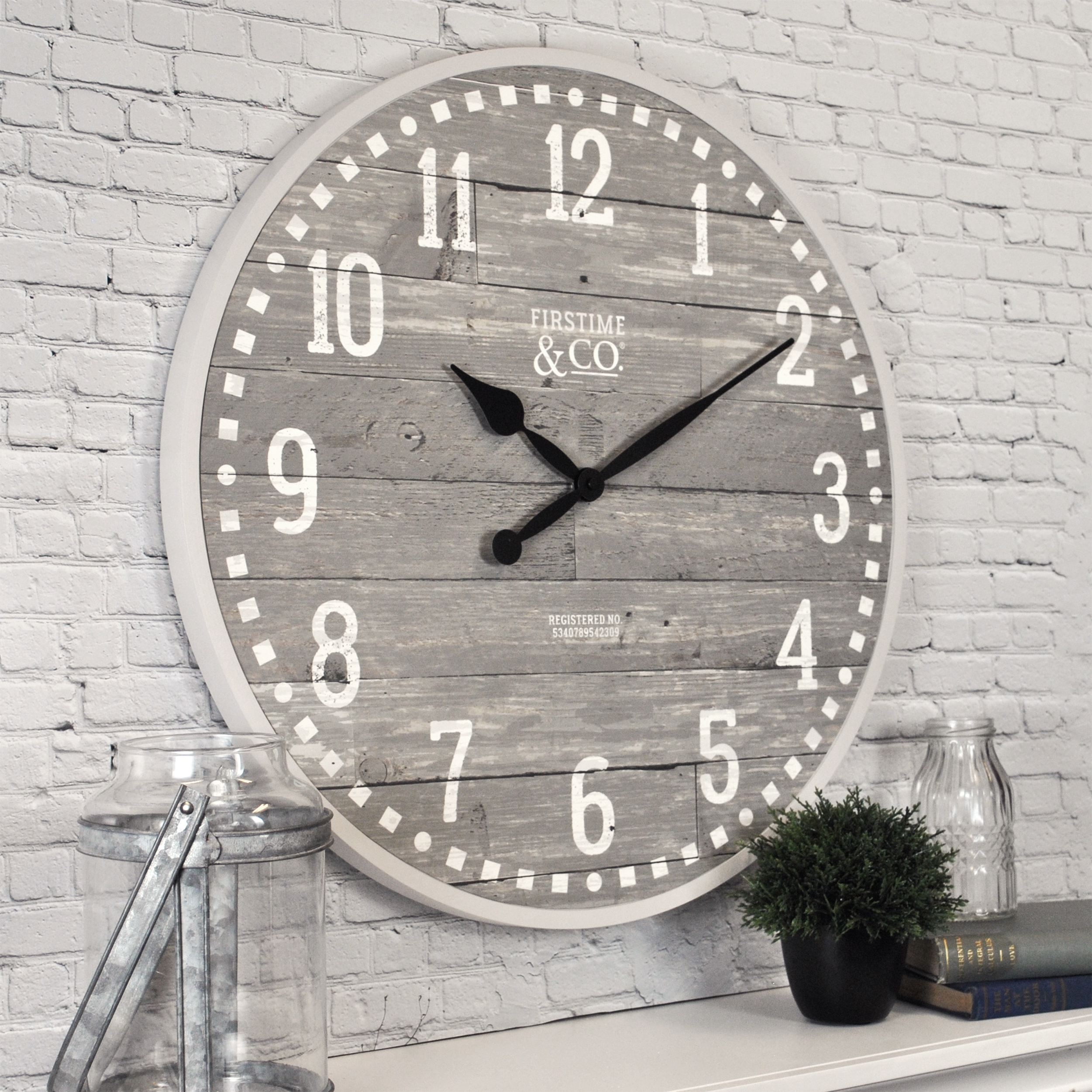 Firstime And Co® Arlo Gray Farmhouse Wall Clock American Crafted Light