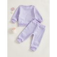 thumbnail image 3 of Baby Girl 2Pcs Fall Outfits Long Sleeve 3D Flower Split Tops + Pants Set Toddler Clothes, 3 of 5