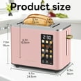 thumbnail image 2 of 2 Slice-Toaster,Touch Control LCD Screen,6 Shade Setting & Bread Selection,Removable Crumb Tray,Stainless Steel,900W,Pink, 2 of 7
