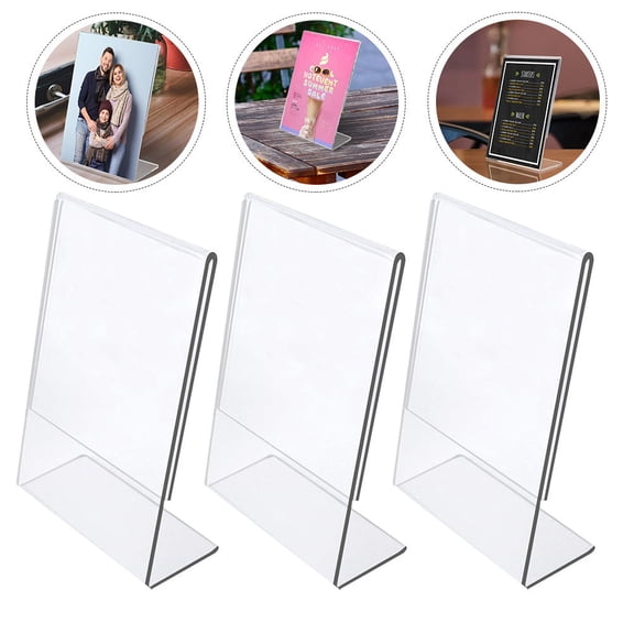 OATIPHO  3Pcs Clear Acrylic Sign Holder, Freestanding, Perfect for Bar Counters, Tables, and Desktops