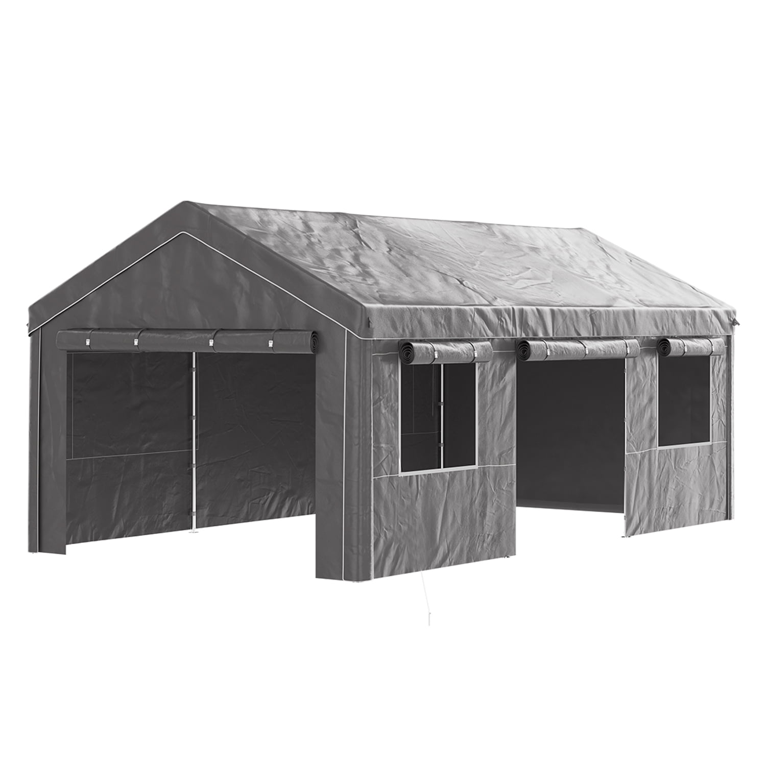 BaPiPro 12x20FT Heavy Duty Carport, Portable Outdoor Garage with Removable Sidewalls & All-Weather Metal Frame for Vehicle Parking, Gray