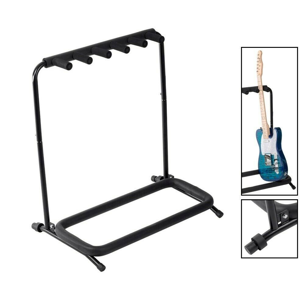Guitar Stand For 5 Acoustic Electric Bass Guitars Foldable Padded