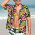 thumbnail image 4 of Uemuo Colrful Tropical Leaves Printed Regular Fit Short Sleeve Casual Hawaiian Shirt for Men,Aloha shirt,Tropical shirt,Floral print shirt,Vacation Beach shirt-3X-Large, 4 of 9