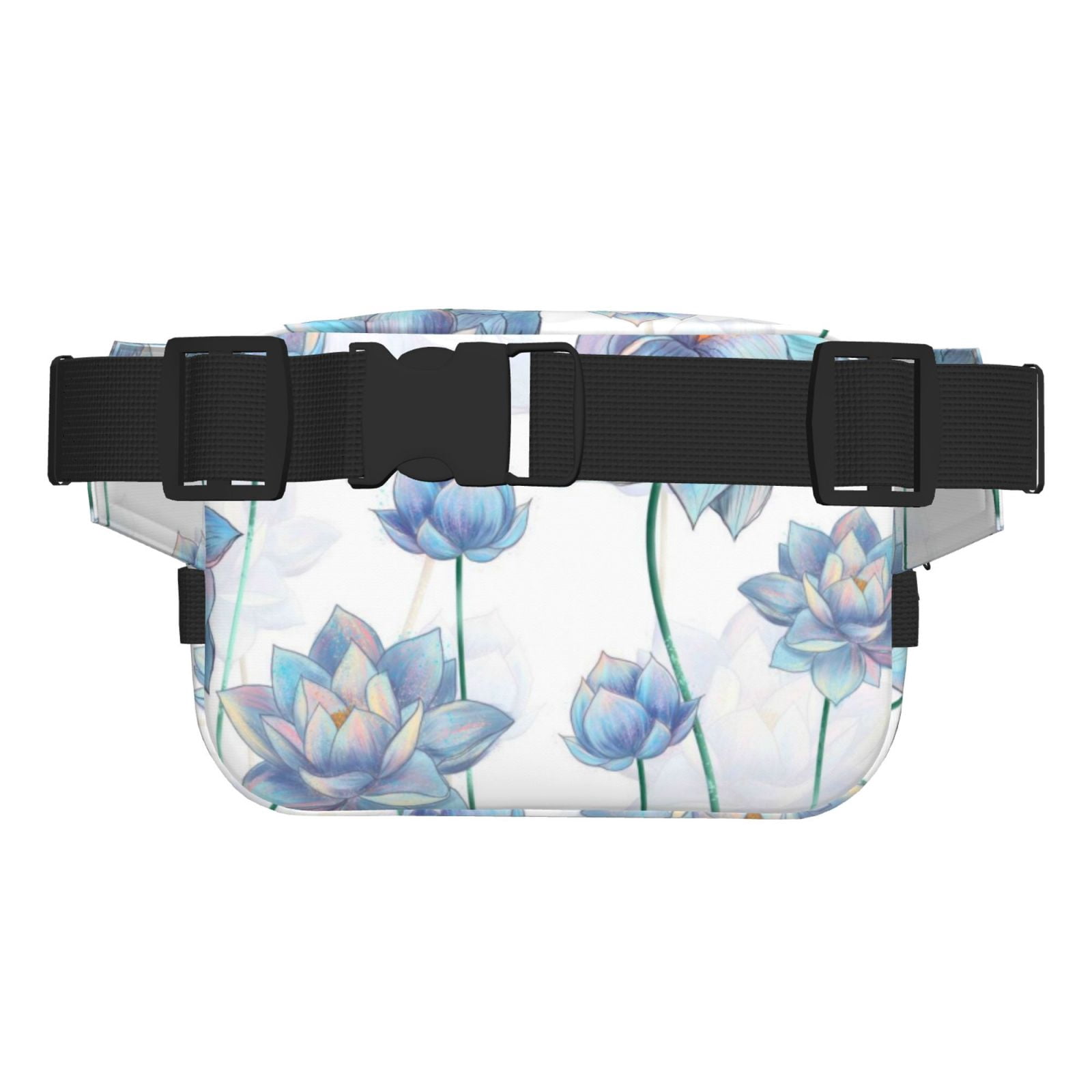 Hirioo Pale Blue Lotus Flowers for Double Layer Waist Bag Adjustable Fanny Pack For Travel Running Hiking