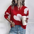 thumbnail image 3 of Vedolay Women's 2023 Sweaters Womens 2023 Casual Pullover Sweaters V Neck Long Sleeve Knit Tops,Red XL, 3 of 5