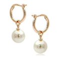 thumbnail image 3 of 18K Gold Plated Moon Drops Pearl Bead Hoop Earrings In Four Colors For Woman, 3 of 7