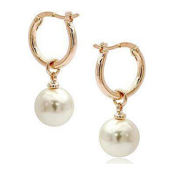 18K Gold Plated Moon Drops Pearl Bead Hoop Earrings In Four Colors For Woman