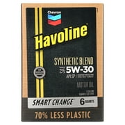 Chevron Havoline Synthetic Blend Motor Oil 5W-30, 6 Quart Smart Change Box, 11lbs 12.75in height, 192fl oz