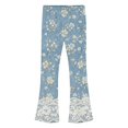 thumbnail image 4 of Angala Little Girls Denim Pants Floral Graphic Flared Leg Jeans With Lace Trim Fall Casual Girls Pants Size 6-7 Years, 4 of 9