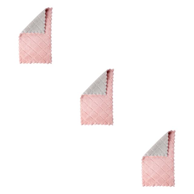 fastboy Dishcloth Microfiber Cloth Rags Dishes Plate Pots Bowl Tableware Non-stick Washing Towel Accessory for Kitchen Pink Coffee 3Set