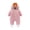 Pink, variant on Unisex Baby Bear Bunting Hooded Jumpsuit Cotton Fleece Long Sleeve Warm Onesies Winter Outwear Outfits