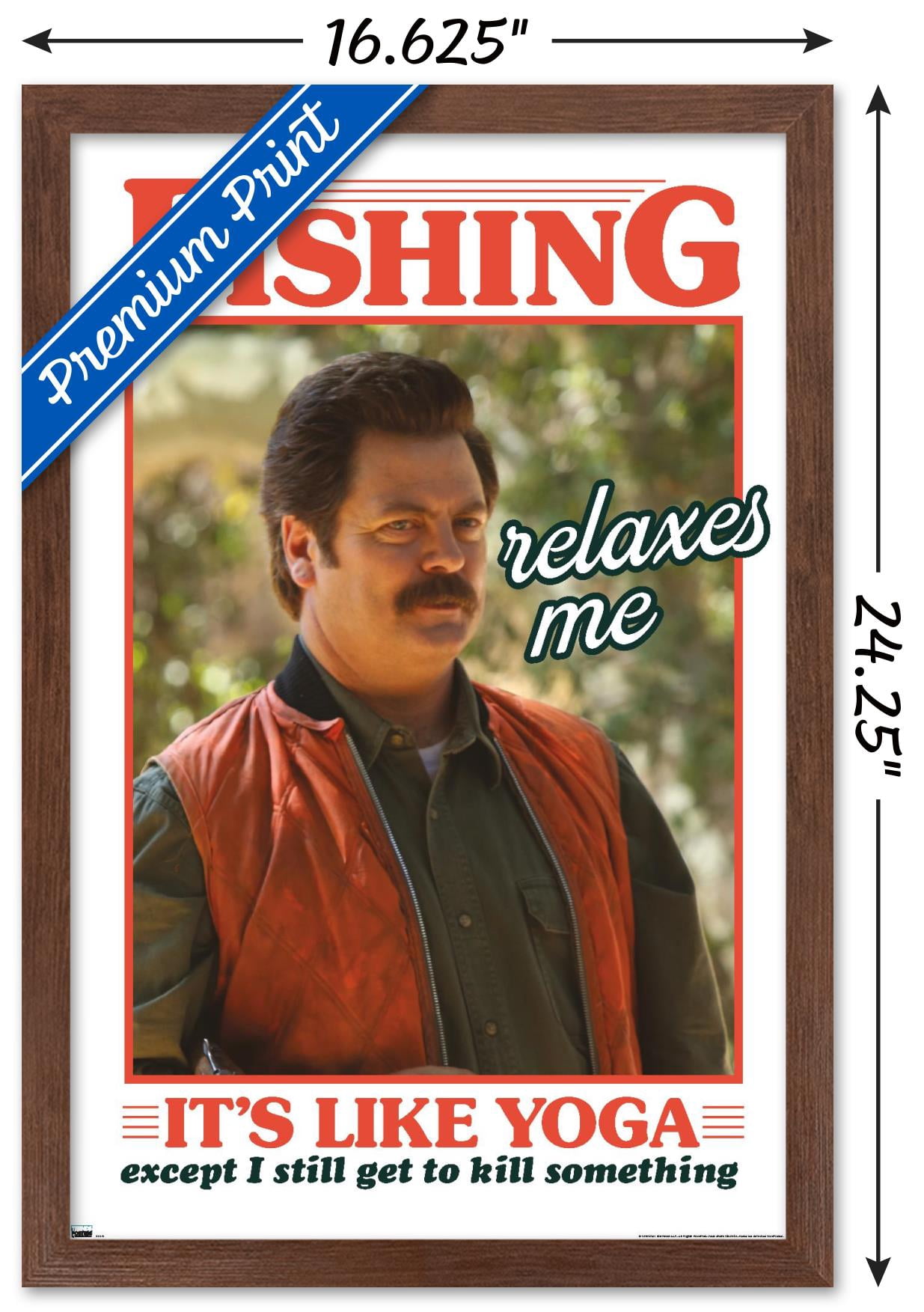 Parks and Recreation - Ron Swanson Fishing Wall Poster, 14.725" x 22.375" Framed