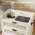 thumbnail image 3 of TROPOW Rattan Nightstand, Bedside Table, Modern Night Stand with Type-C Charging Station, 2 Drawer Storage Space, with Hook Included, Suitable for Bedroom, Office, 3 of 9