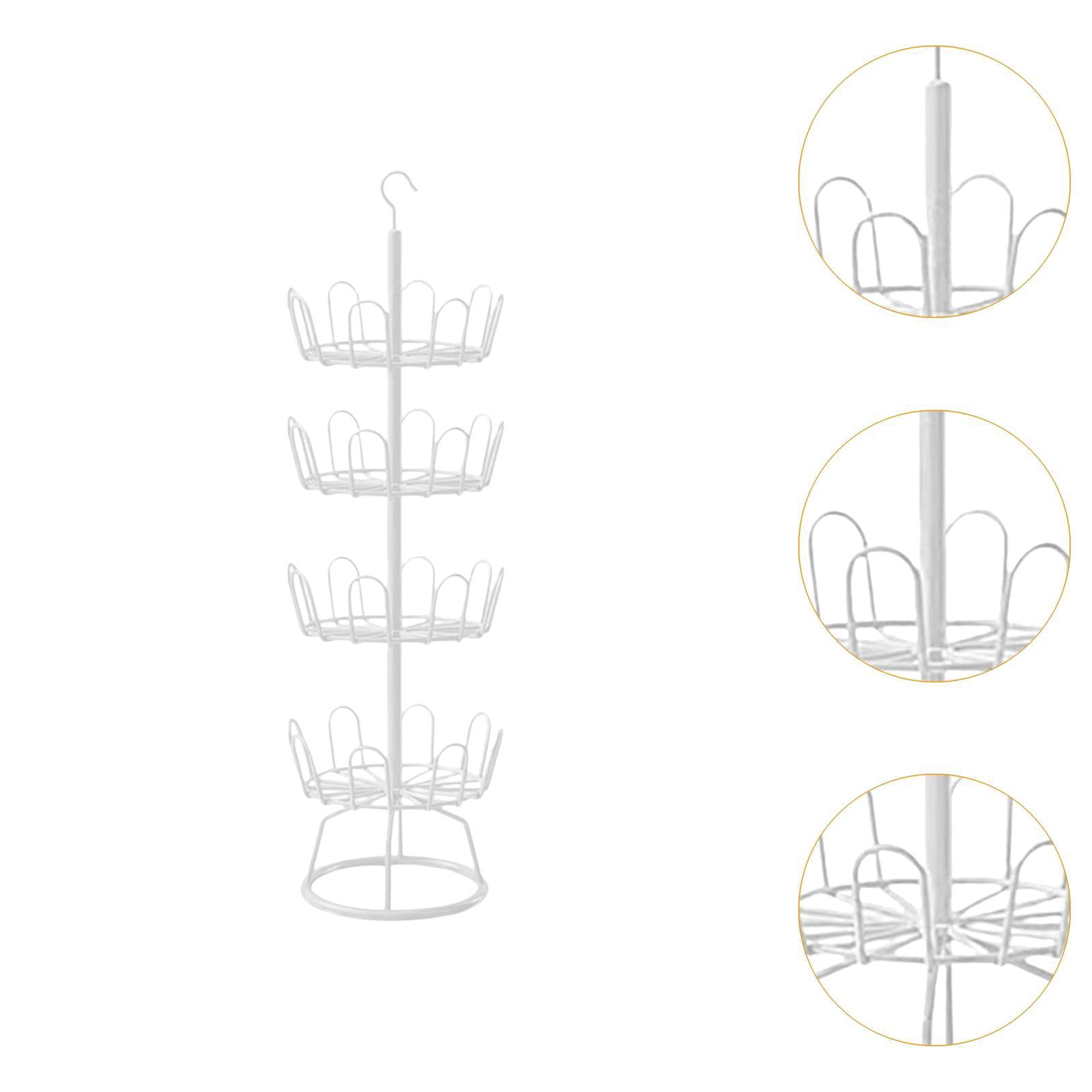 Fiocias 4 Tier Revolving Shoe Tree Round Shoe Organizer Rack Multifunctional 4 Tier Shoe White