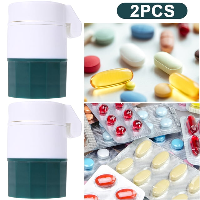 2 Uds Mini Cajas Trituradoras Pastillas Útiles Contenedores Vitaminas Uso Diario () Verde
