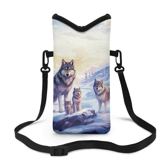 SEANATIVE Small Cell Phone Purse Crossbody Bags for Women Men Water-Resistant Neoprene Lightweight Phone Bag Case for Cellphone, Keys, Earphone, Cashes, 8 x 4 inch, Wolf Snow Mountain Tree
