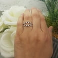 thumbnail image 4 of Dazzlingrock Collection 14K Blue Sapphire & White Diamond Wedding Band 5 Stone Enhancer Guard Double Ring, White Gold, Size 5, 4 of 5